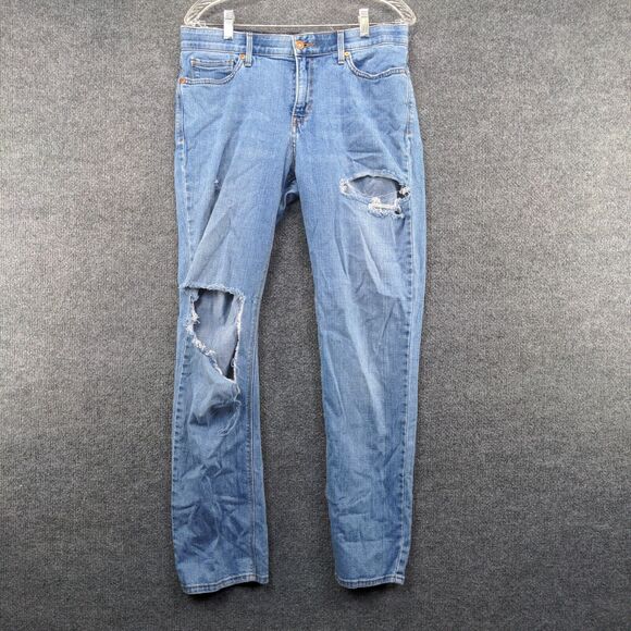 Levis Womens 535 Jeans Blue 12M Distressed Perfect Waist Straight Denim Original - Picture 2 of 11